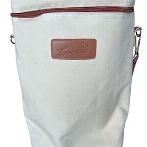 NWOT Tirrinia Insulated 4-Bottle Adjustable Wine/Liquor Carrier Cooler Bag Khaki